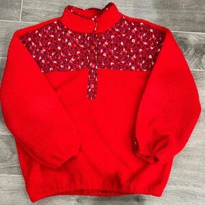 LOFT Red Floral Pullover Sweater